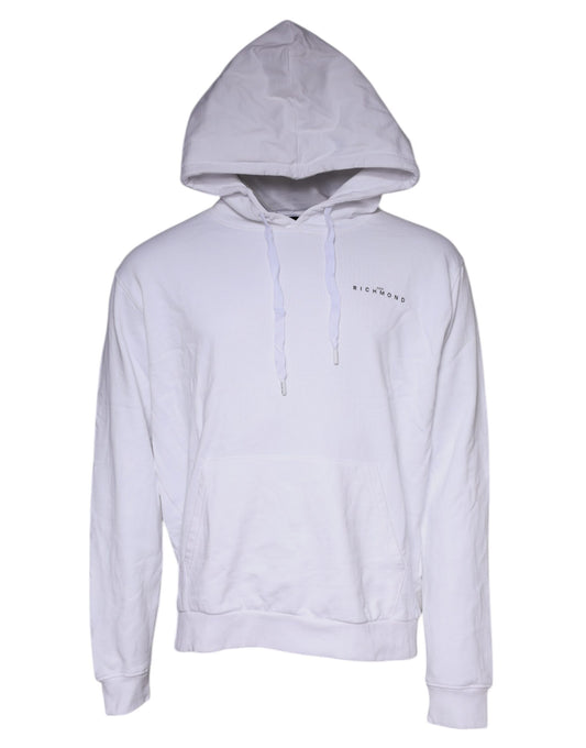 White Logo Cotton Hooded Sweatshirt Sweater