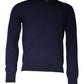 Dark Blue Wool Crew Neck Pullover Sweater