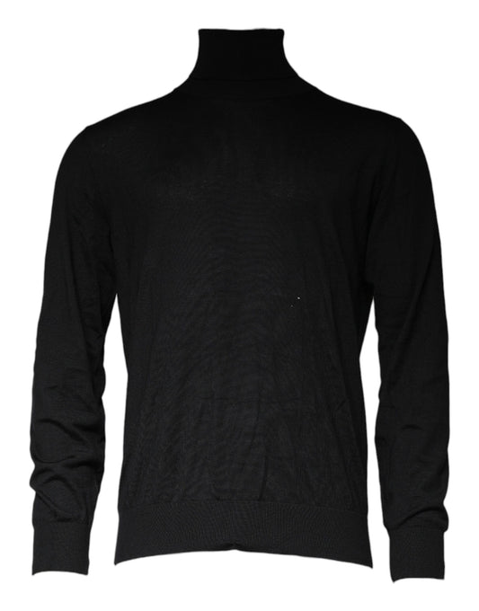 Black Long Sleeve Turtleneck Men Pullover Sweater