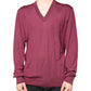 Maroon Cashmere V-neck Men Pullover Sweater