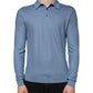 Sky Blue Silk Collared Men Pullover Sweater