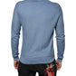 Sky Blue Silk Collared Men Pullover Sweater