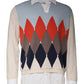 Multicolor Patterned Collared Long Sleeves Pullover Sweater