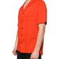 Orange Cotton Button Down Casual Polo Shirt