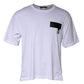 White Logo Patch Cotton Crew Neck T-shirt