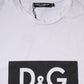 White Logo Print Cotton Crew Neck T-shirt