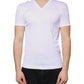 White Cotton V-neck Short Sleeves T-shirt