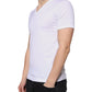 White Cotton V-neck Short Sleeves T-shirt