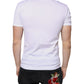 White Cotton V-neck Short Sleeves T-shirt