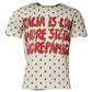 Beige Graphic Print Polka Dot Cotton T-shirt