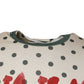 Beige Graphic Print Polka Dot Cotton T-shirt