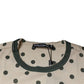 Beige Graphic Print Polka Dot Cotton T-shirt