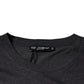 Gray Logo Patch Cotton Crew Neck T-shirt