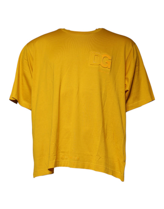 Mustard Embossed Logo Crew Neck T-shirt