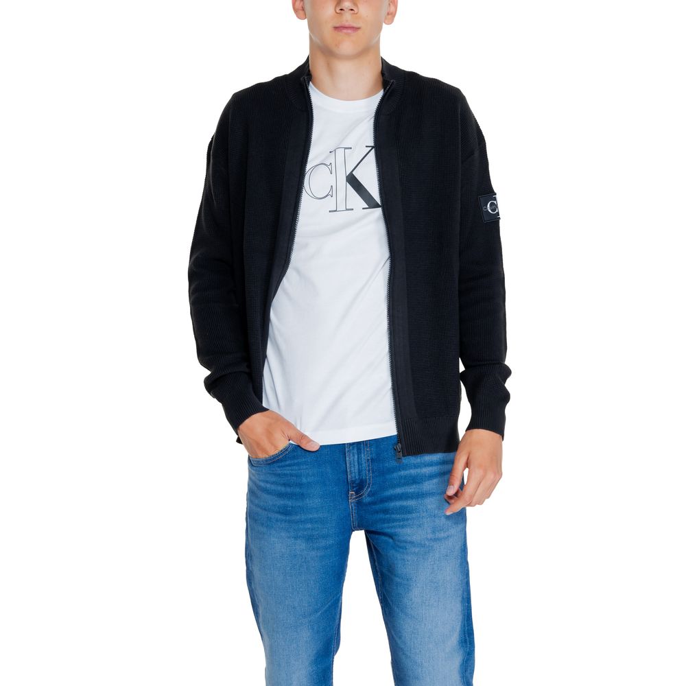 Black Cotton Cotton Cardigan