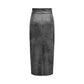 Gray Synthetic Leather Skirt