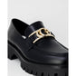 Black Leather Flat Shoe