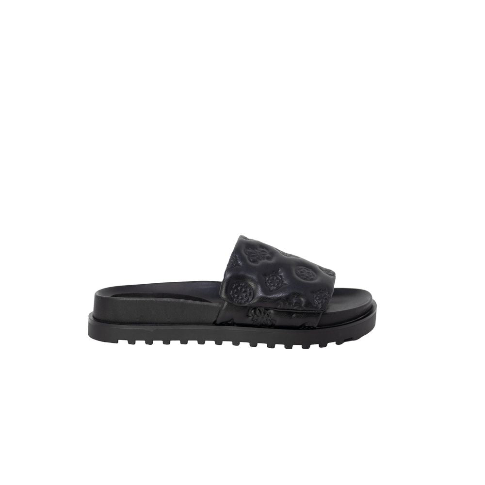 Black Synthetic Material Sandal