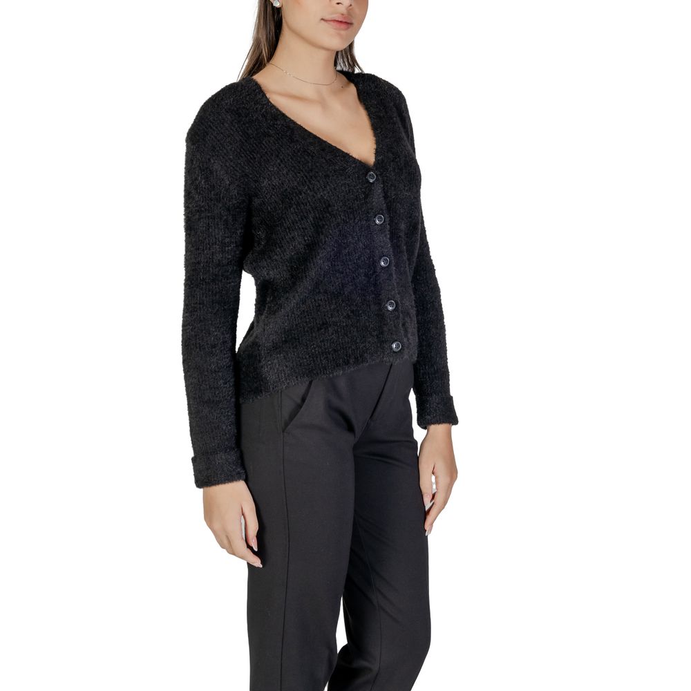 Black Polyester Cardigan