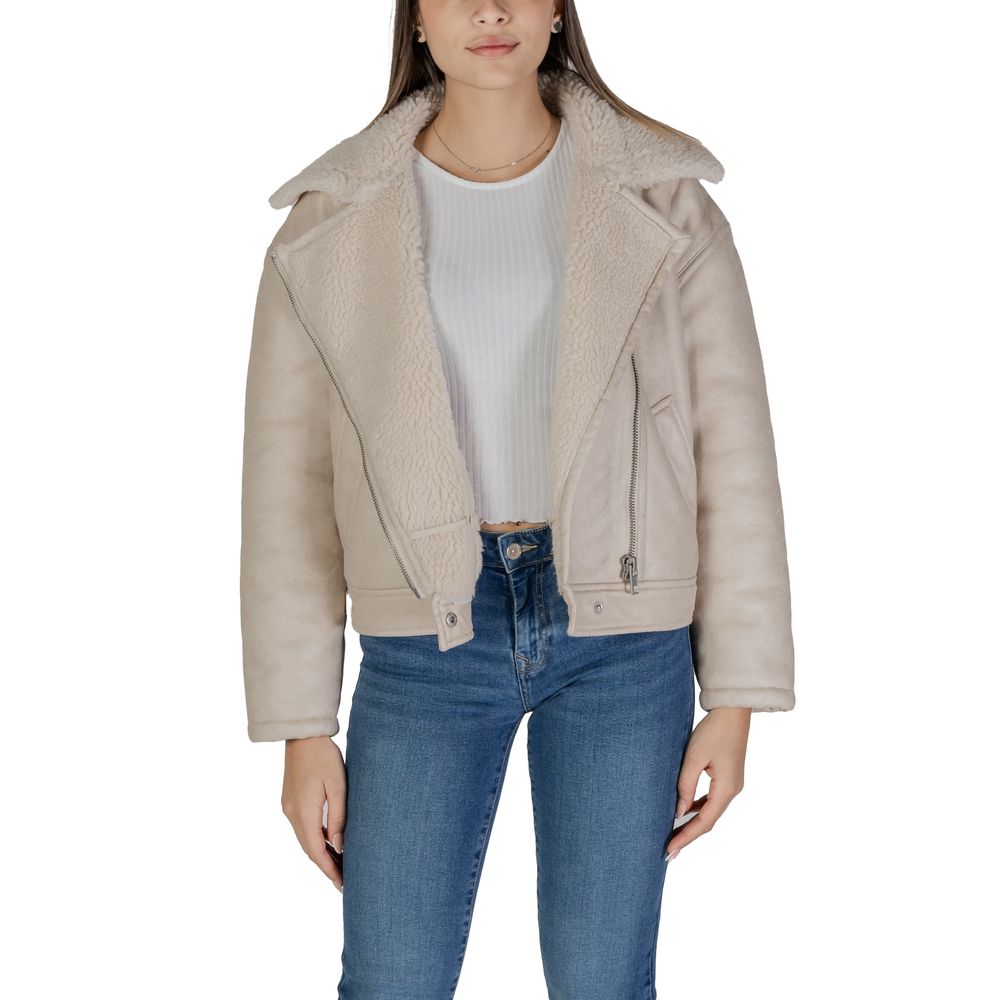 Beige Leather Leather Jackets & Coat