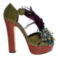 Multicolor Crystal Platform Sandals