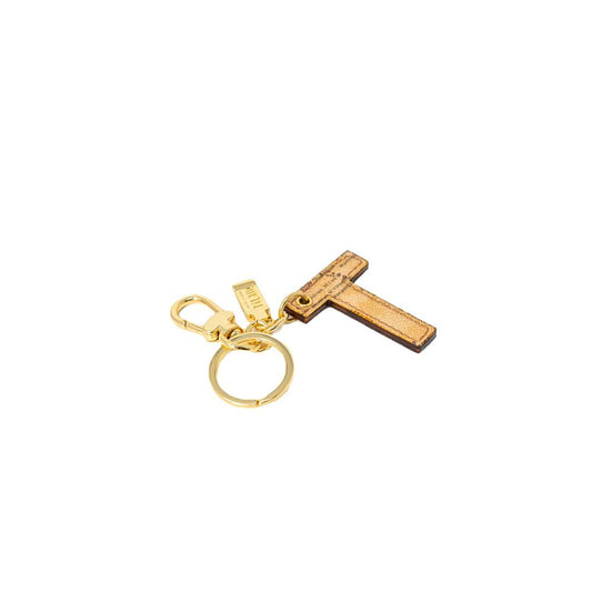 Beige Leather Keychain