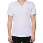 White Logo Cotton V-neck Short Sleeve T-shirt