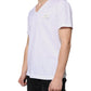 White Logo Cotton V-neck Short Sleeve T-shirt