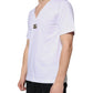 White Logo Cotton Vneck Short Sleeve T-shirt