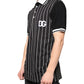 Black White Stripes Collared Polo T-shirt