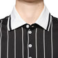 Black White Stripes Collared Polo T-shirt