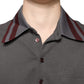 Gray DG Embroidery Collared Men Polo T-shirt