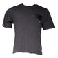 Gray Logo Patch Cotton Crew Neck T-shirt