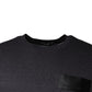 Gray Logo Patch Cotton Crew Neck T-shirt