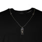 Black Cotton Necklace Embellished T-shirt