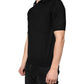 Black Silk Short Sleeves Men Polo T-shirt