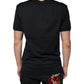 Black Logo Cotton Vneck Short Sleeve T-shirt