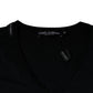 Black Logo Cotton Vneck Short Sleeve T-shirt