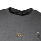 Gray Cotton Blend Embellished Tee T-shirt