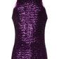 Purple Sequin Round Neck Sleeveless T-shirt