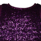 Purple Sequin Round Neck Sleeveless T-shirt