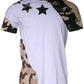 White Camouflage Stars Crew Neck T-shirt