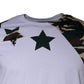 White Camouflage Stars Crew Neck T-shirt