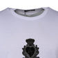 White Logo Heart Cotton Crew Neck T-shirt