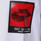 White Red Lips Print Cotton T-shirt