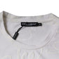 White Logo Print Cotton Crew Neck T-shirt