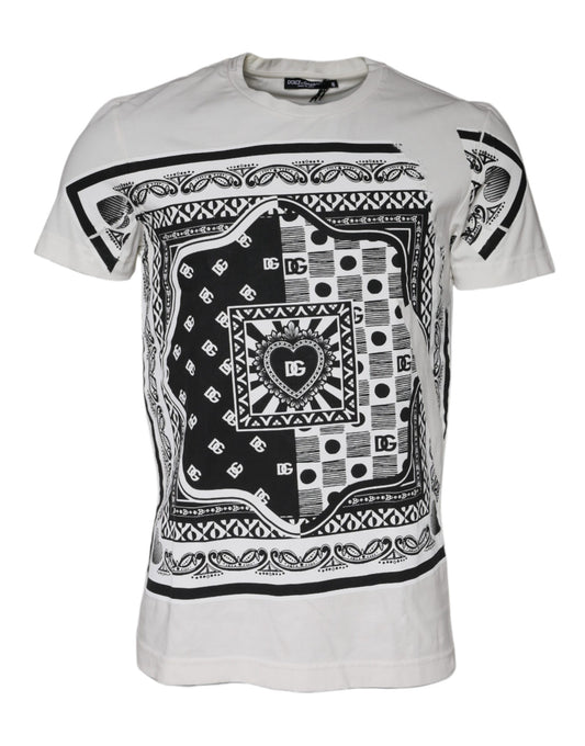 White Bandana Print Cotton Short Sleeves T-shirt