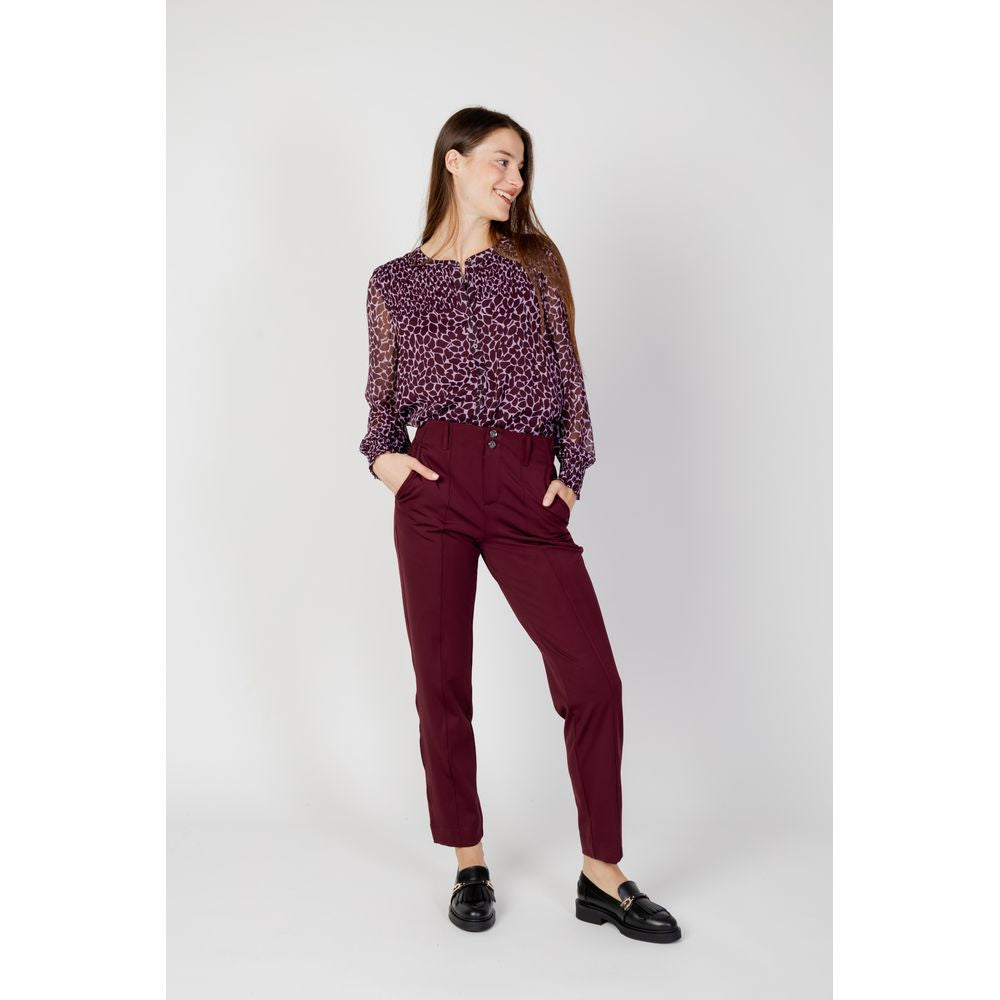 Bordeaux Polyester Jeans & Pant