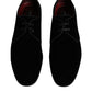 Black Velvet Leather Lace Up Derby Shoes