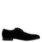 Black Velvet Leather Lace Up Derby Shoes